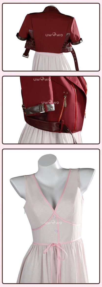UWOWO Collab Series: FF- 7 Aerithh Cosplay Costume Pink Dress Cosplay Long Dress Halloween Costume