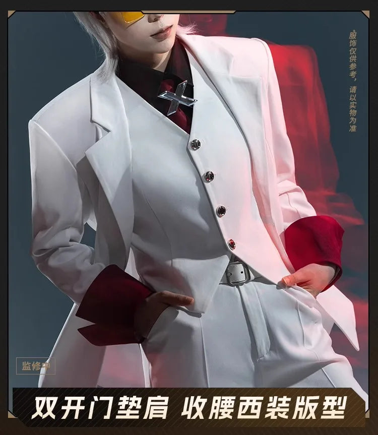 iCoser Anime To Be Hero X Cosplay Costume Wig Hero X Uniform White Suit Orange Glasses Tie Halloween Party for Women Men Props