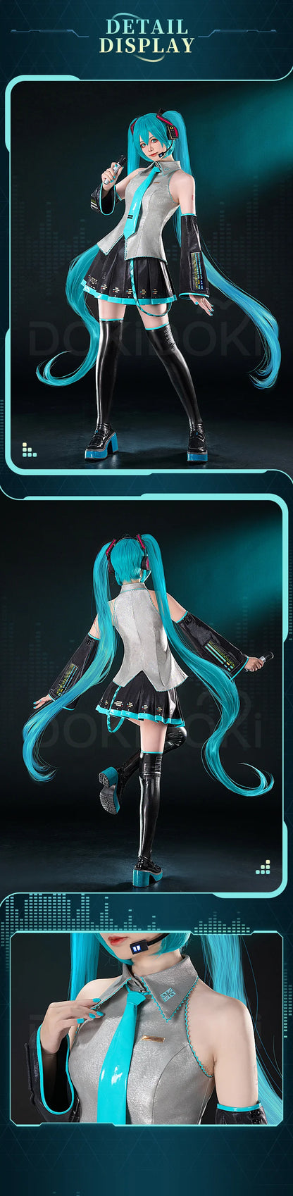 IN STOCK MIKUU Cosplay Costume Game Cosplay DokiDoki-R【S-2XL】Mikku Cosplay Women Cute Costume MIKUU LED Costume Plus Size