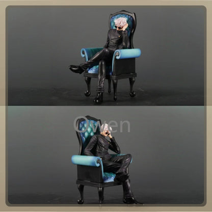 Anime 24cm Gojo Satoru Action Figures Jujutsu Kaisen Geto Suguru Figures Sitting Position PVC Decoration Mode Toys Birthday Gift