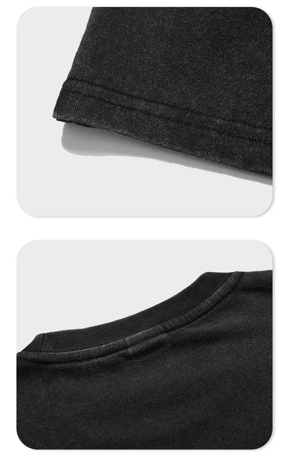 ZODF Men 2024 Retro Summer Washed Solid Cotton T-Shirts Unisex Retro Loose High Street 250gsm Basic Tees Streerwears HY0075