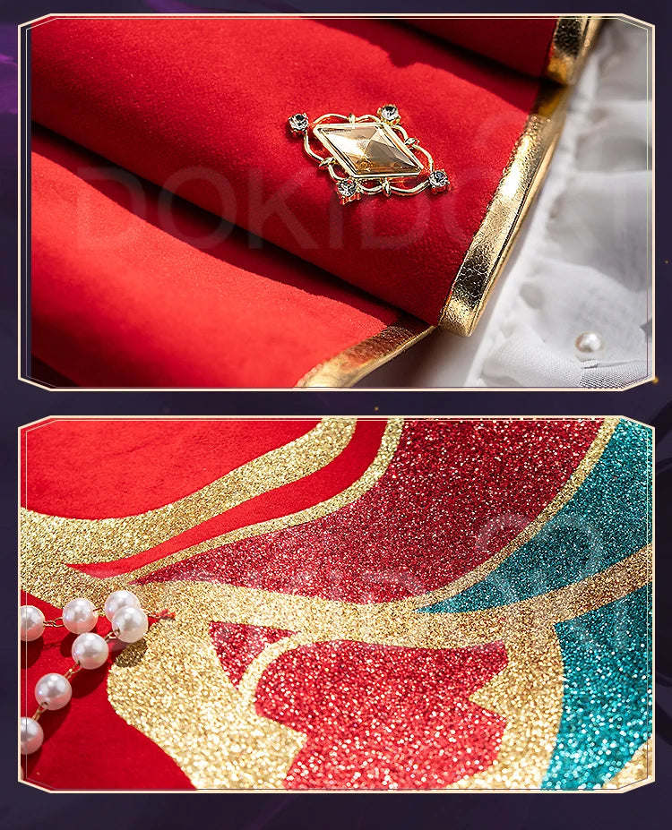 Ahrii Doujin Cosplay Costume Game Cosplay【S-3XL】DokiDoki-R Ahrii Red Dress Christmas Cosplay Women Costume Plus Size