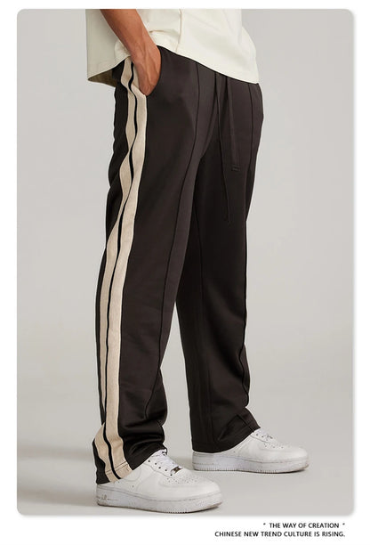 ZODF Spring Summer 275GSM Basic Side Webbing Trousers For Men Unisex American Retro Casual Sports Straight Pants HY0540