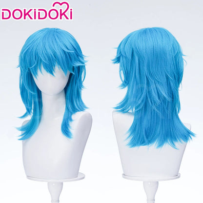 IN STOCK Sallyy Wig Game Cosplay DokiDoki Women Blue 33cm 45cm Short Dual Ponytail Hair Sally Cosplay Halloween Free Wig Cap