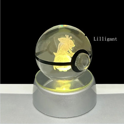Pokemon 3D Crystal Ball Glastrier Charizard Eternatus Froakie Anime Game Pokeball Led Night Light Base Birthday Gift Home Decora