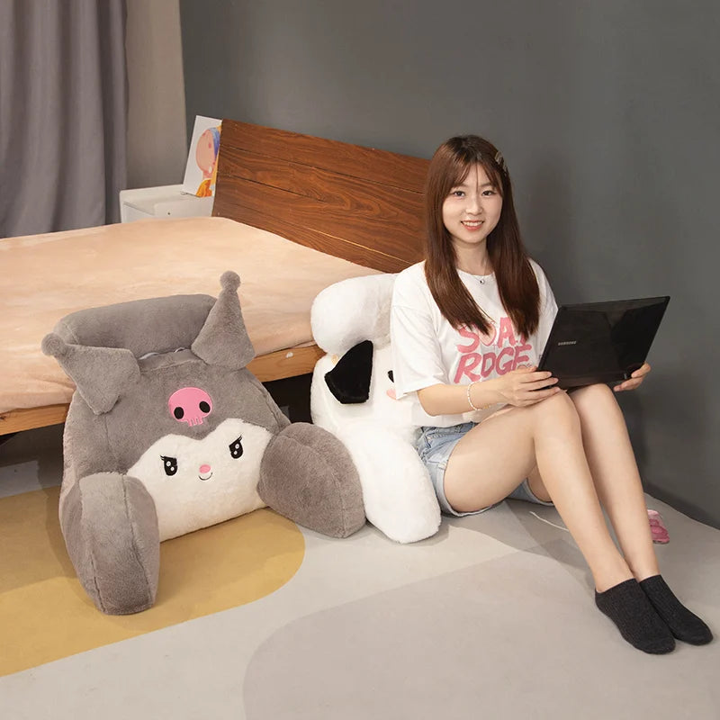 Sanrio Comfortable Back Cushion With Headrest Cinnamoroll My Melody Kuromi Cushion Lumbar Support Chair Sofa Bed Washable Gifts