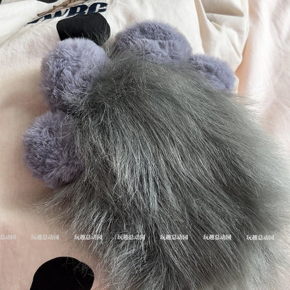 Anime Cute Cat Claw Glove Plush Toy Turn Into Cat Cosplay Props Funny Gloves White Black Grey Plushies Costume Accessories Glove