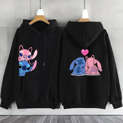 New Women's Jacket Scene Clothing 2000s MINISO Brand Clothing Disney Lilo & Stitch Hood Hoodie Anime Cute Winter Warm Sweatshirt