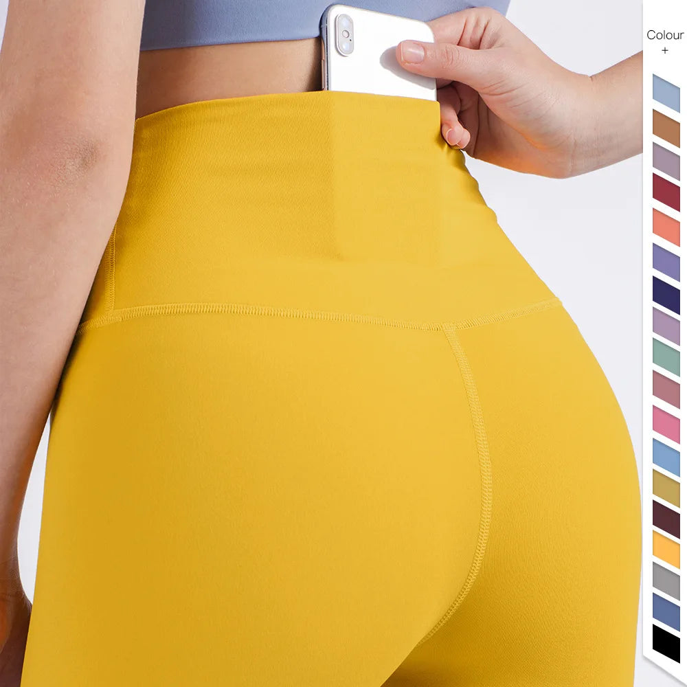 Naked Feel Yoga Leggings with Buttock Lifting and Hidden Waist Pockets – Women’s Gym Fitness Sportswear Tight