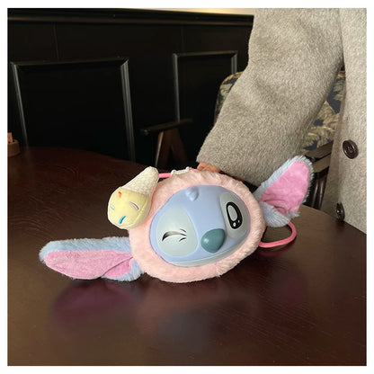 New Disney Stitch Cartoon Plush Backpack Cute Winter Gift For Girls Stuffed Animal Toy Plushie Bag Kids Carry-On Satchel