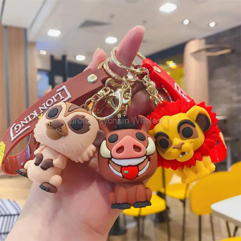 Anime Disney Keychain Cartoon The Lion King Mickey Mouse Minnie Lilo & Stitch Keyring Car Key Chain Pendant Kids Toys Gift