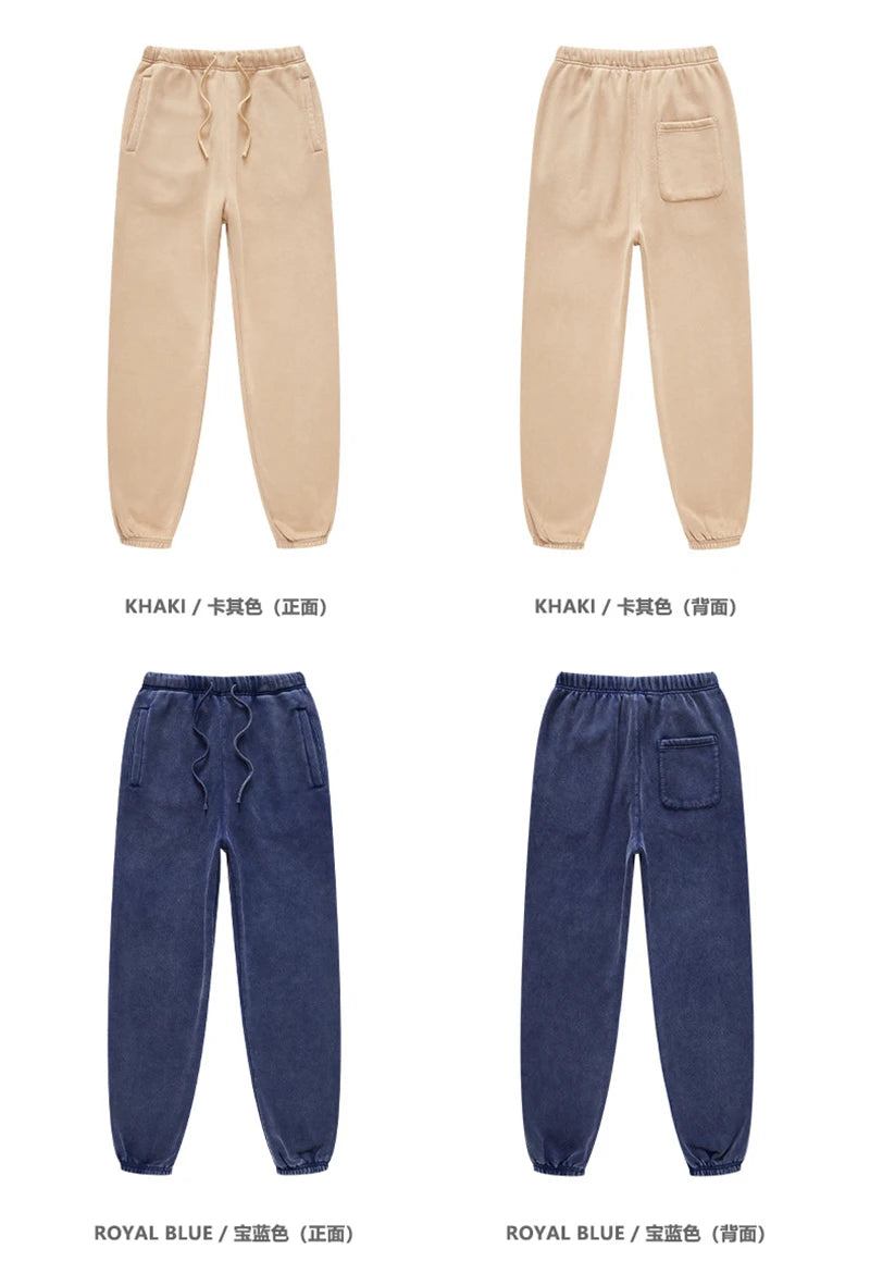 ZODF Winter Men Washed Thick Fleece 400gsm Loose Fit Joggers Sweatpants Streetwear HY0668