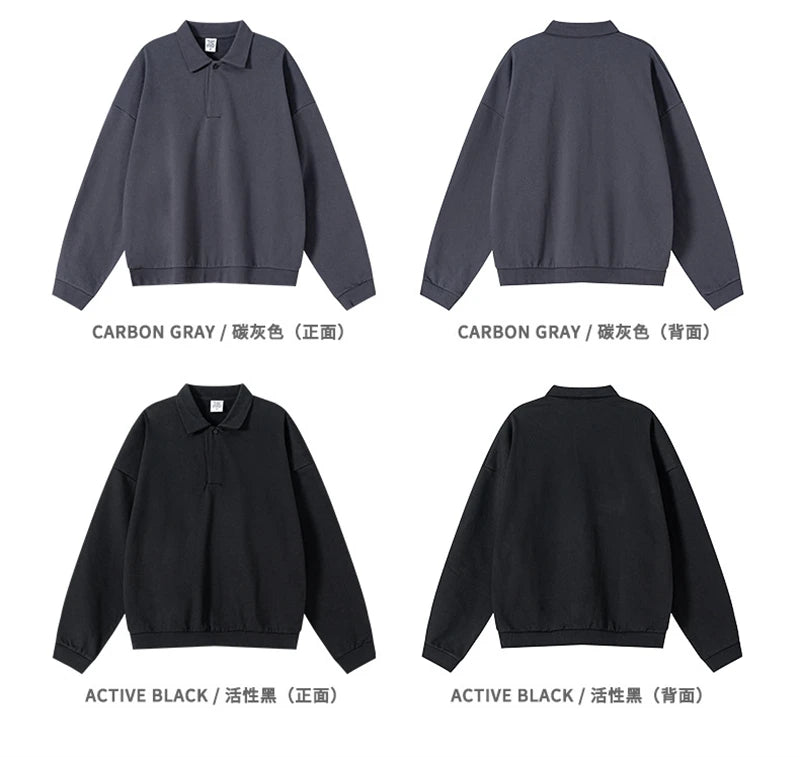 ZODF Casual 2025 Autumn 445gsm Sweatshirt For Man Unisex Turn Down Collar Solid Fleece Pullovers Winter Coats HY1111