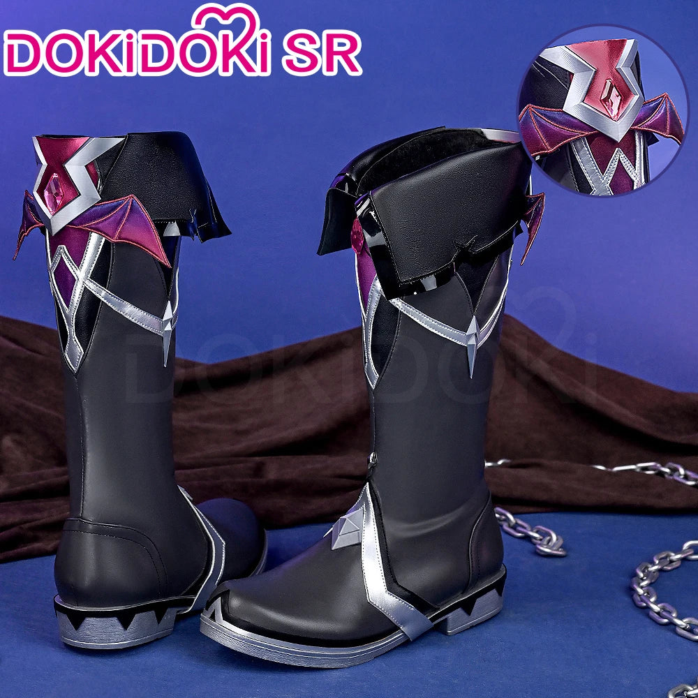 Flins Durin Cosplay Shoes Game Genshin Impact DokiDoki-SR Men Short Long Black Boots Kyryll Chudomirovich Halloween Cosplay