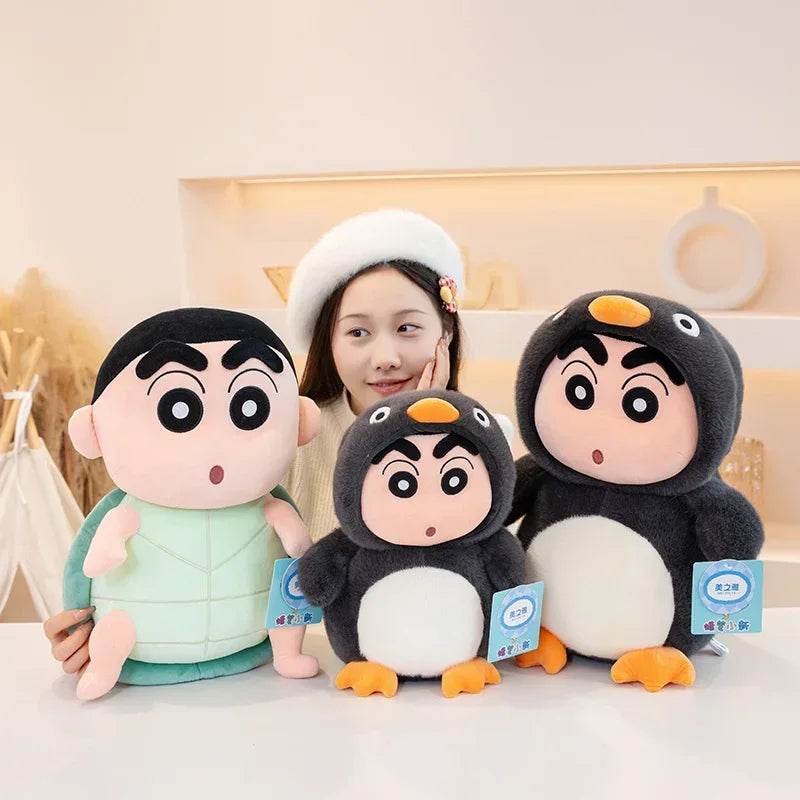 40cm Penguins Crayon Shin Chan Plush Toy Kawaii Tortoise Shin Chan Plushies Soothing Doll Cartoon Japanese Style Doll Gifts Gir