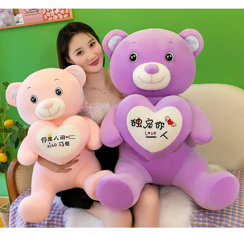 Soft Plush Doll for Children Girlfriend and Wife Heart Little Bear Stuffed Animal Bear Plush Toys Women Valentines Day Gift