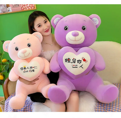 Soft Plush Doll for Children Girlfriend and Wife Heart Little Bear Stuffed Animal Bear Plush Toys Women Valentines Day Gift
