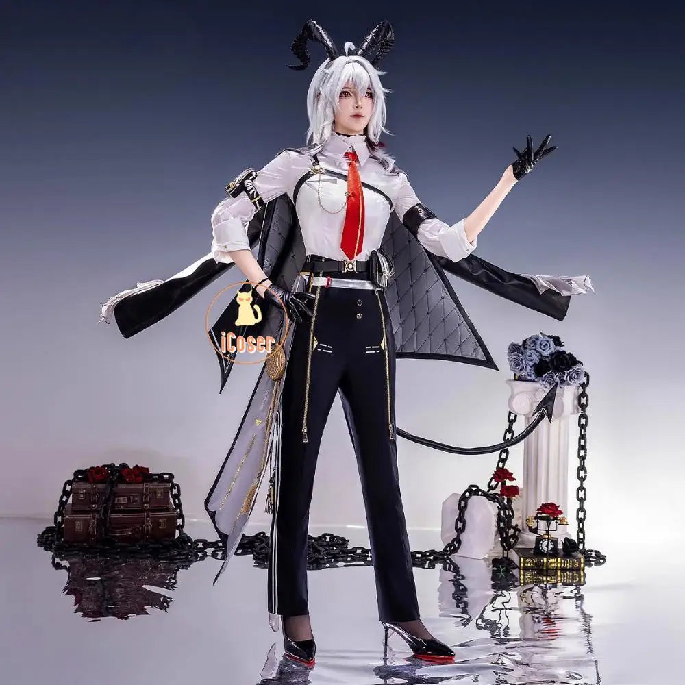 iCoser Wuthering Waves Zani Cosplay Costume Wig Uniform Headwear Tail Earrings Rinascita Halloween Party for Women Carnival Prop