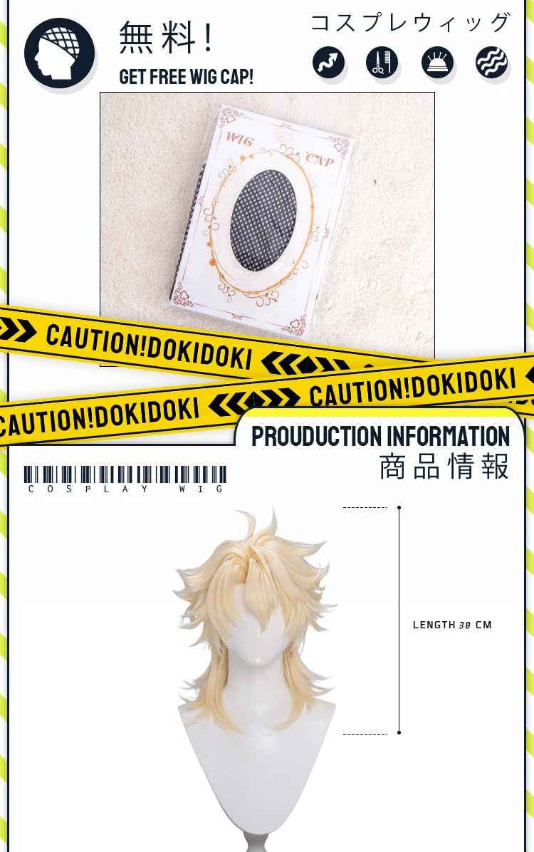 IN STOCK Varka Durin Rerir Wig Game Genshin Impact Song of the Welkin Moon DokiDoki Knights of Favonius Varka Wig Halloween Horn