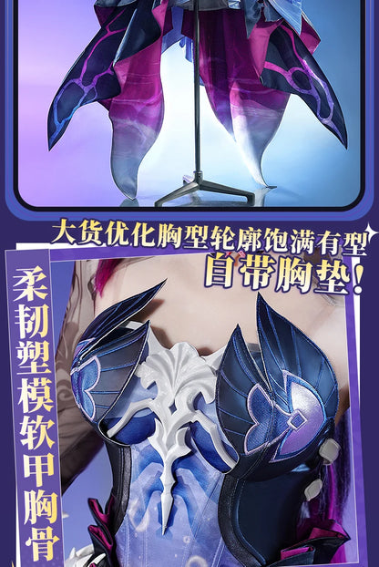 Honkai Star Rail Hysilens Cosplay Costume Wig Dress Headwear Uniform Outfit Halloween Party for Women Girls Carnival Prop iCoser