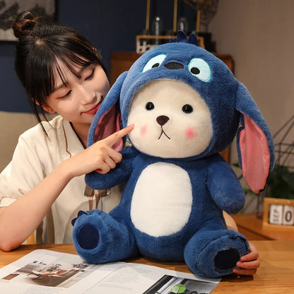 Big Size Cute Bear Turn Into Stitch Cuddly Cushion Lovely Stuffed Anime Throw Pillow Sofa Bed Home Decor Plushies Xmas Gifts