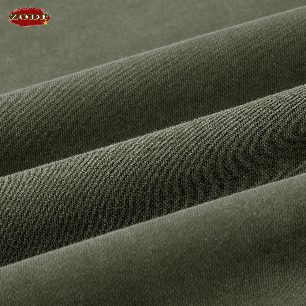 ZODF New Autumn Men's Washed Heavy Weight Cotton Hoodies Unisex Retro Fake 2 Peice 430gsm Loose Edge Hooded Pullovers HY1082