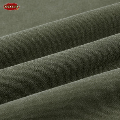 ZODF New Autumn Men's Washed Heavy Weight Cotton Hoodies Unisex Retro Fake 2 Peice 430gsm Loose Edge Hooded Pullovers HY1082