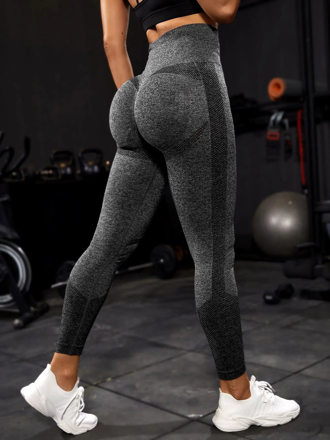 The Codex Seamless Yoga Sport Women’s Push Up Fitness Leggings Ankle-Length Gym Pants - black / M