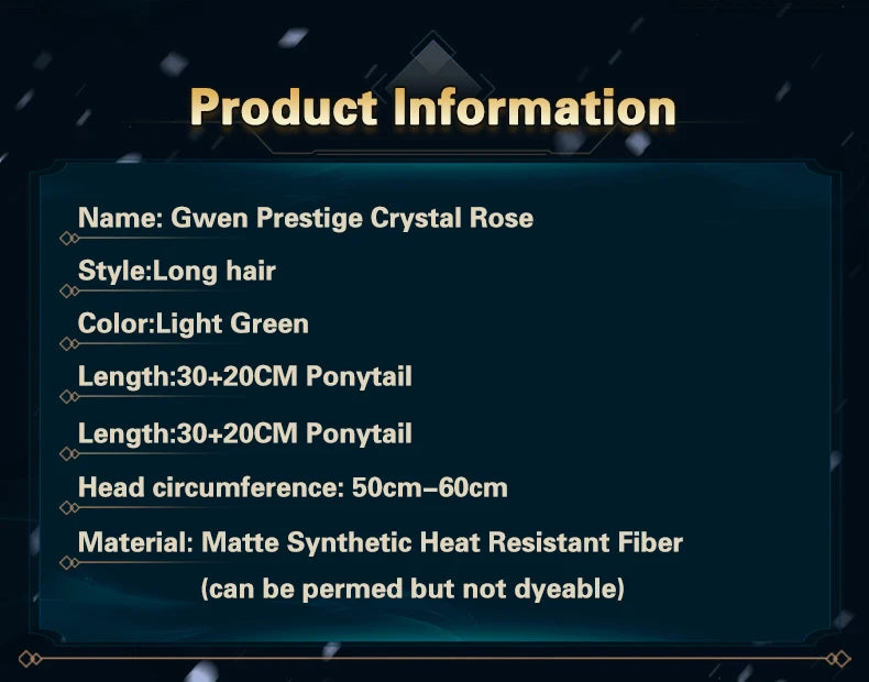 UWOWO League of Legends/LOL: Gwen Prestige Crystal Rose Wildd Rift WR ASU Cosplay Wig High Quality Light Green Hair