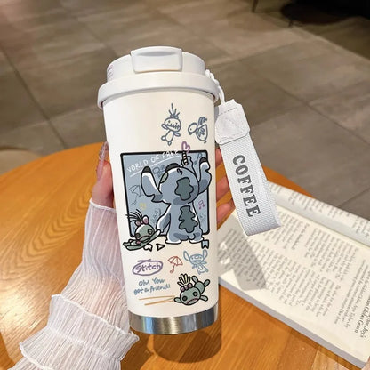 Disney Cup Anime Lilo & Stitch Water Bottle Water Cup Student Kid Anime Stitch Insulated Cup Stainless Steel Drinking Cups Gifts