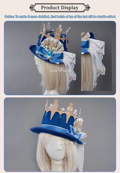 UWOWO Furina Cosplay Hat Genshin Impact Furina Focalors Cosplay Hydro Archon Fontaine Rococo Style Headwear with Acces