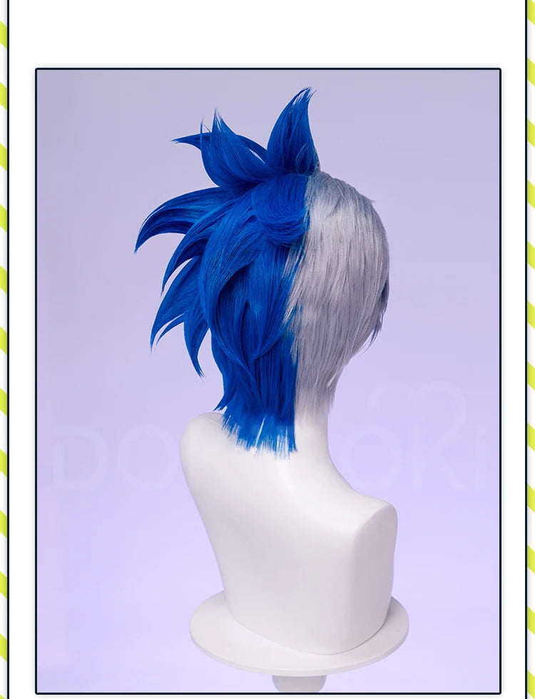 IN STOCK Guinevere Olivia Wig Anime Cosplay DokiDoki Blue Hair Knights Cosplay Double Buns Hight Heat Resistant Free Wig Cap