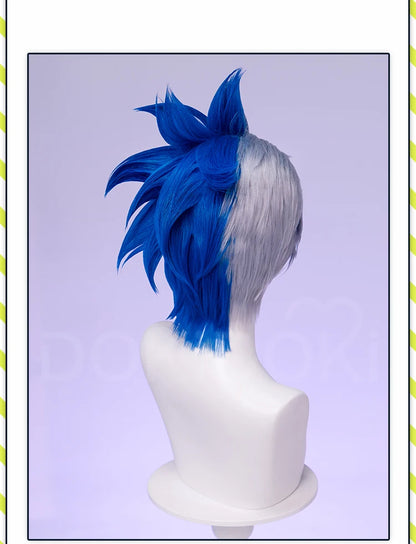 IN STOCK Guinevere Olivia Wig Anime Cosplay DokiDoki Blue Hair Knights Cosplay Double Buns Hight Heat Resistant Free Wig Cap