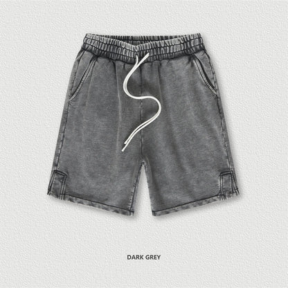 ZODF 2024 Summer Men 350gsm Washed Cotton Shorts Unisex Retro High Street Loose Side Slit Short Pants Streetwears HY0839