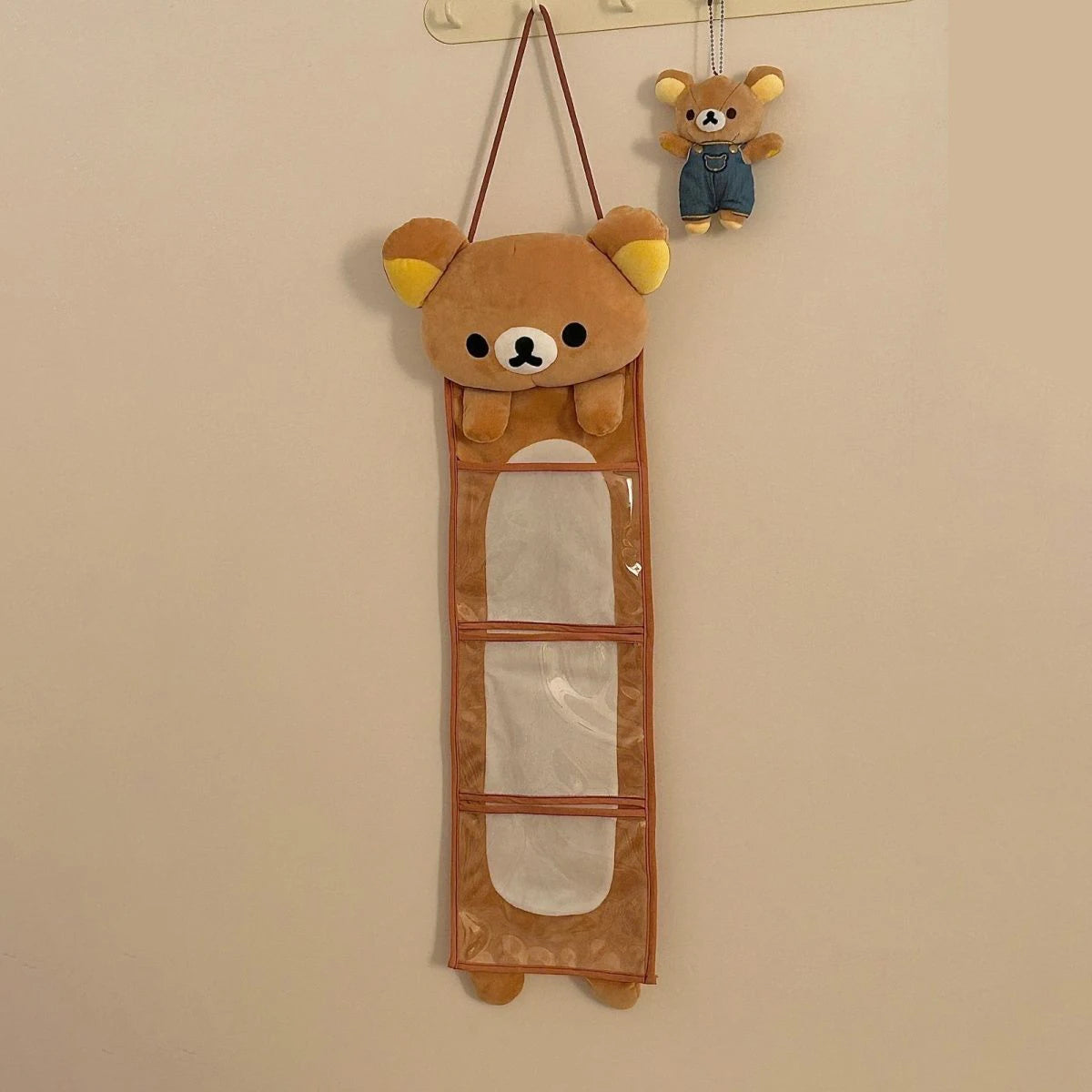 Kawaii Rilakkumas Wall Hanging Storage Bag Cartoon Rilakkumas Bear Door Hanging Bag Large Capacity Sundries Storage Bag Gifts