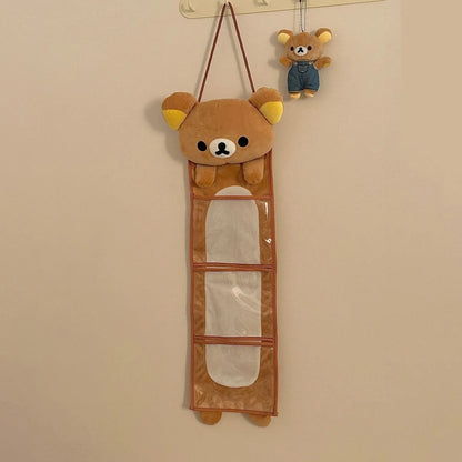 Kawaii Rilakkumas Wall Hanging Storage Bag Cartoon Rilakkumas Bear Door Hanging Bag Large Capacity Sundries Storage Bag Gifts