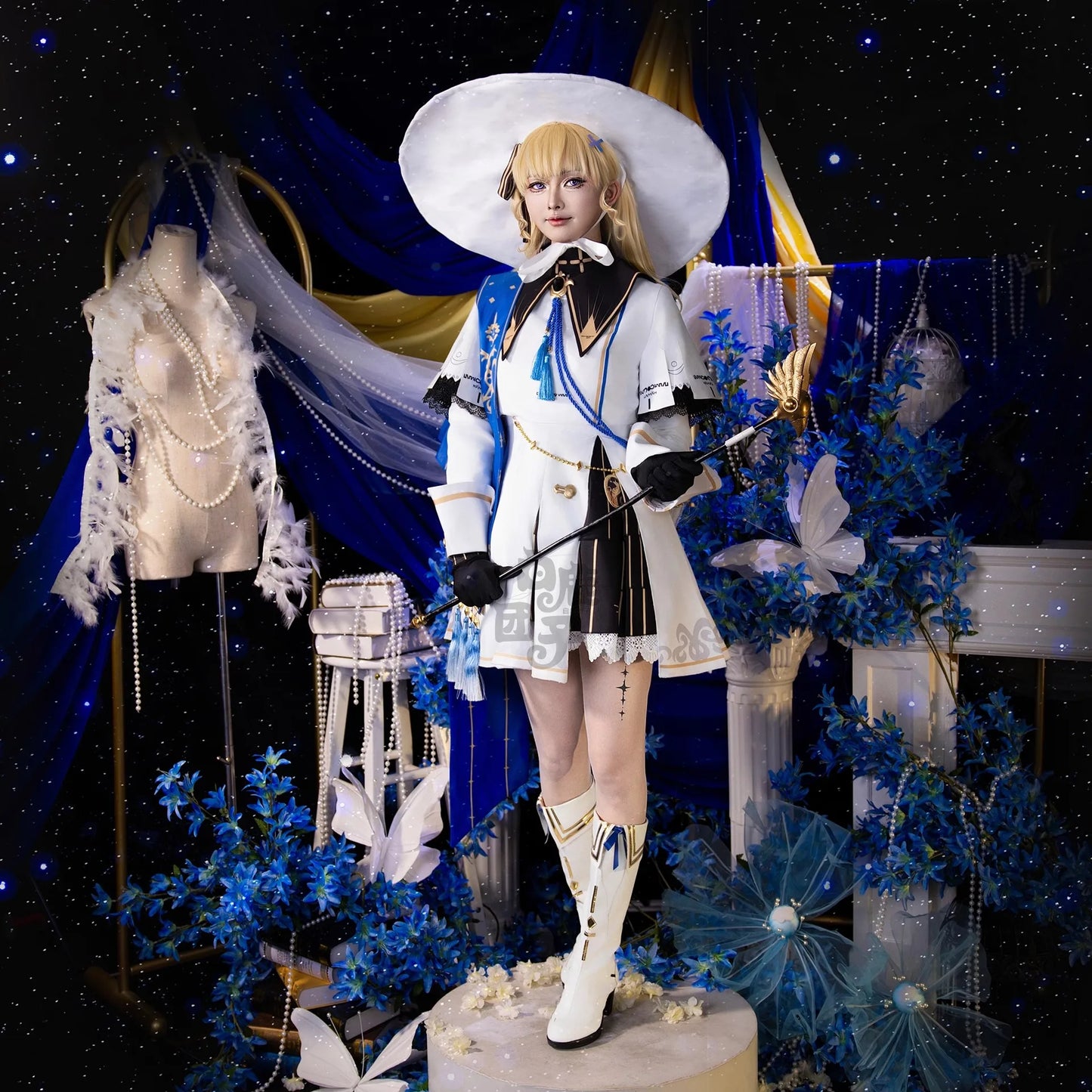 Wuthering Waves Phoebe Cosplay Costume Wig Dress Hat Headwear Sticker Stocking Rinascita Halloween Party Women Girls Prop iCoser