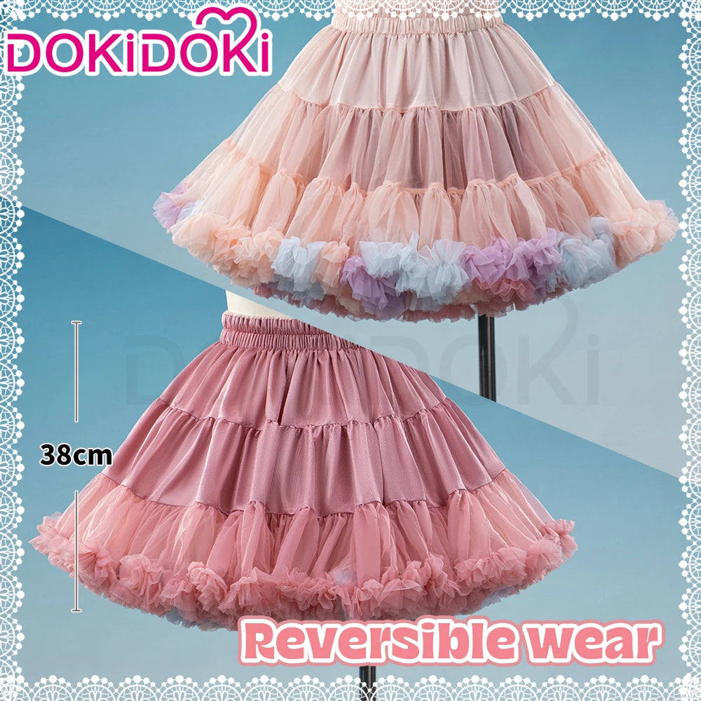 Underskirt Petticoats Bustle Cosplay Props Dokidoki Halloween Skirt Dress Long Short White Black - Pink 38cm AB Ver