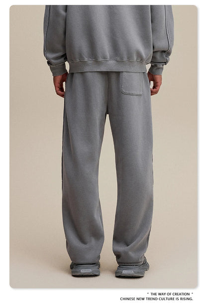 ZODF 2025 Winter Unisex Washed Fleece Straight Pants 400gsm Knitted Warm Loose Trousers HY1093