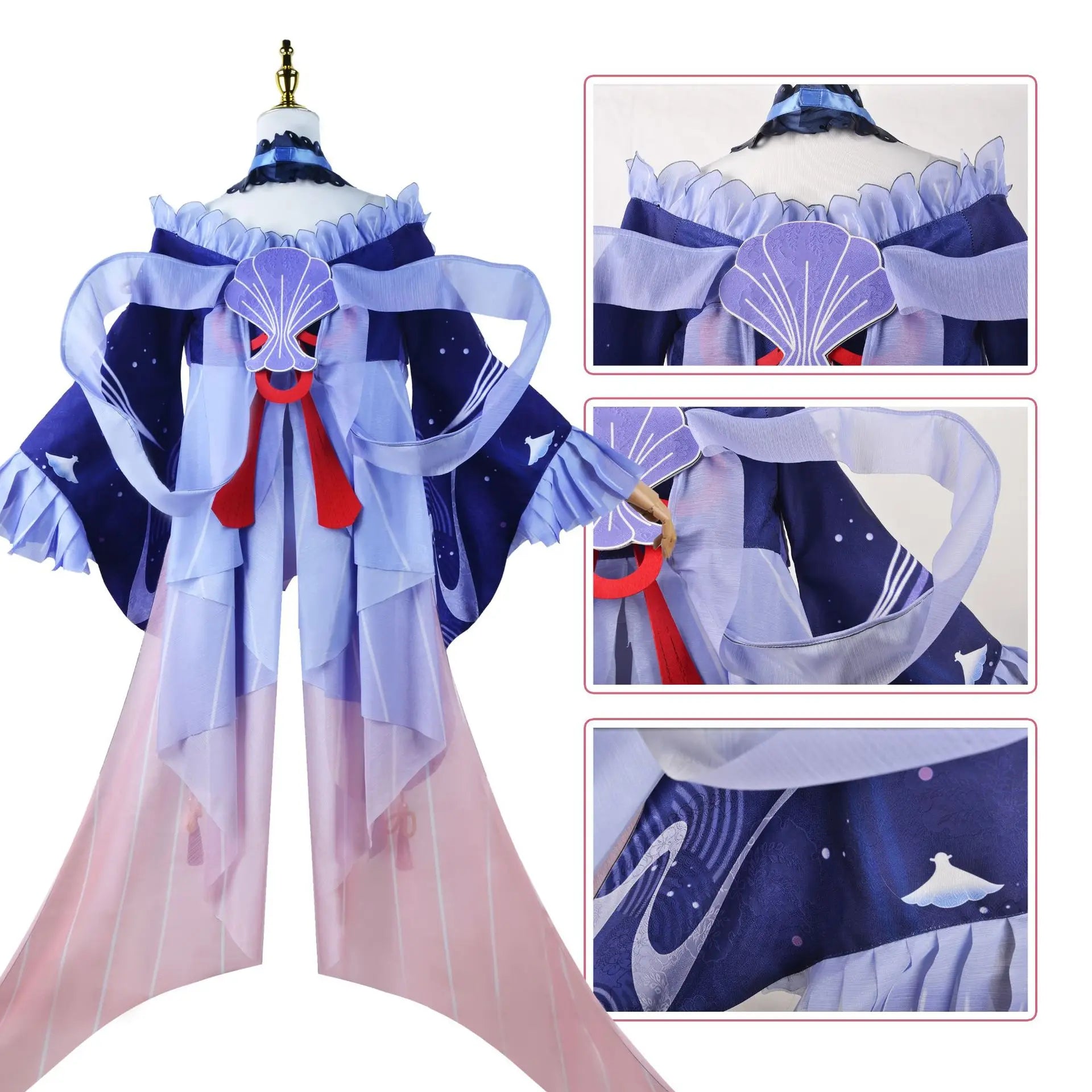Genshin Impact Sangonomiya Kokomi Cosplay Costume Set Polyester Nylon
