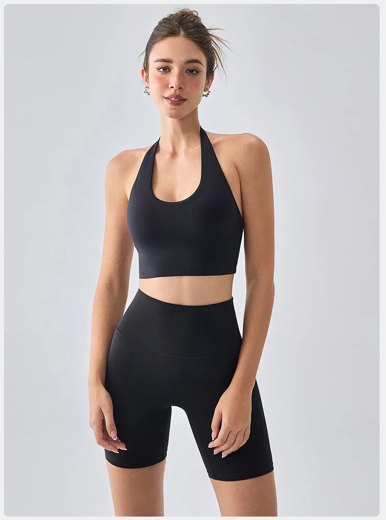 Sexy Sports Bra for Women Halter Yoga Tank Top Seamless Shockproof Push Up Fitness Gym Workout Fast Dry Underwear
