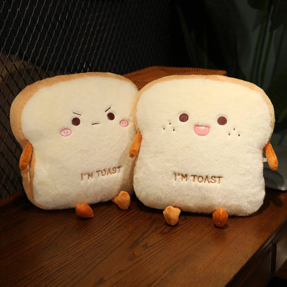 Plush Bread Pillow Kawaii Food Pig Rabbit Fox Toast Soft Doll Hand Warmer Home Decoration Cushion Kids Toys Birthday Gift