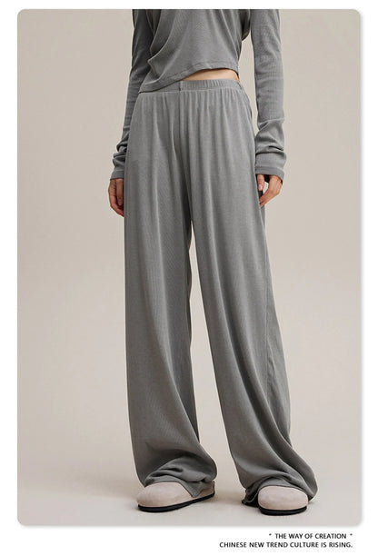 ZODF Women 2025 Solid Comfortable Loose Pants Girls Female 275gsm Solid Wide Lge Straight Trousers Brand Bottoms HY1137