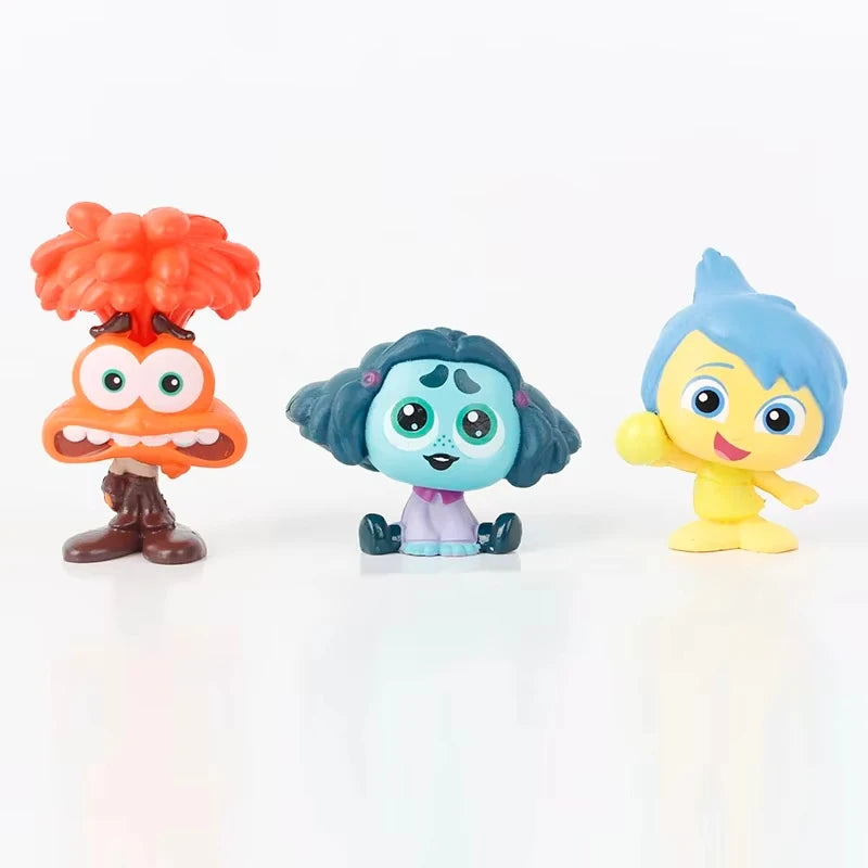 9Pcs/Set Mini Inside Out 2 Action Figure Toy Cartoon Movie Joy Anxiety Anger Sadness Disgust Fear Model Doll Figurines Kids Gift