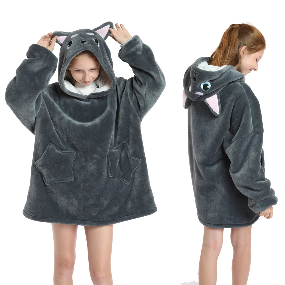 Funny Cartoon Children's Pajamas Girls Winter Clothes Plush Dinosaur Cat Bear Unicorn Pink Blue Toddler Boy Pijama Kids Clothing