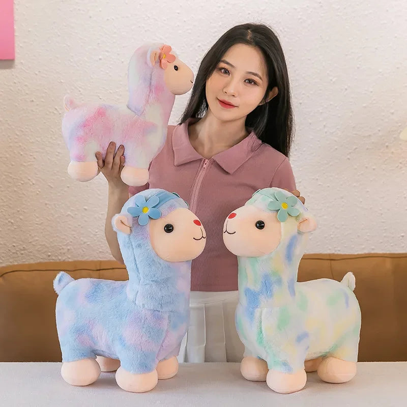 35-45cm Kawaii Fantastic Rainbow Colorful Plush Alpaca Stuffed Animals Doll Decoration Birthday Gifts Soft Pillow Children Gift