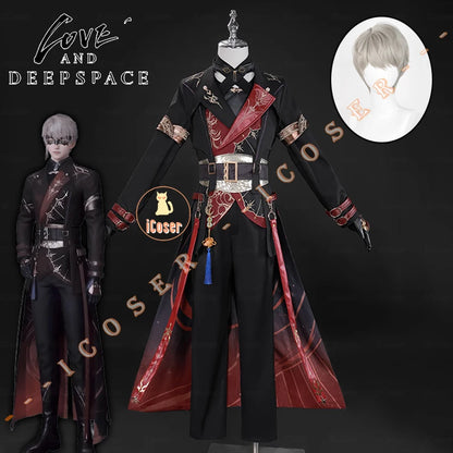 iCoser Love and Deepspace Xavier Cosplay Costume Black Hunter Uniform Shimmering Moonlight Halloween Party Women Men Carnival