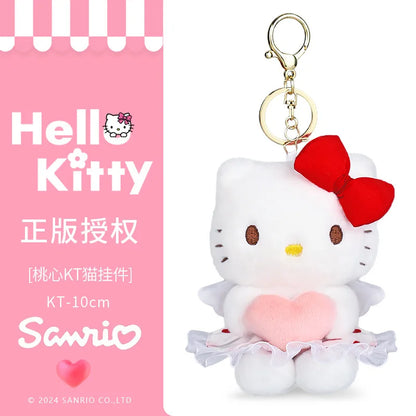 Genuine Sanrio Hello Kitty Cute Stuffed Keychain Car School bag Pendant Kids Plush Toy Keyring Plushier Strap Doll Birthday Gift