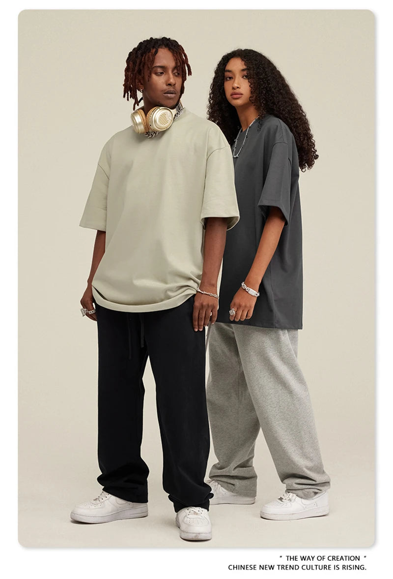 ZODF 2025 Heavy-Weight 425gsm 100% Cotton T-Shirts For Men Unisex Summer Oversized O-Neck Basic Solid T Shirt Brand Tees HY0485