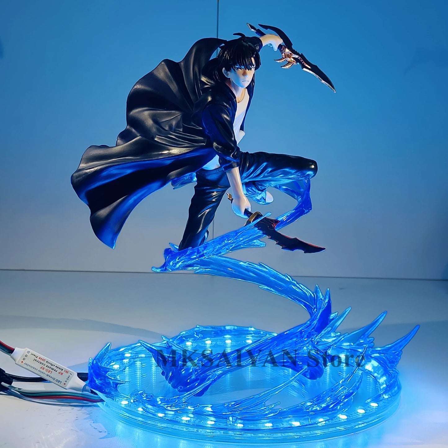 Solo Leveling Sung Jinwoo Action Figure Toys 3D Vortex Effection Anime Light PVC Model Collection Status Room Decor. Doll